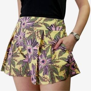 Red Valentino PASSION FRUIT Pink Green Yellow Shorts—pleated Skirt W Pockets—42